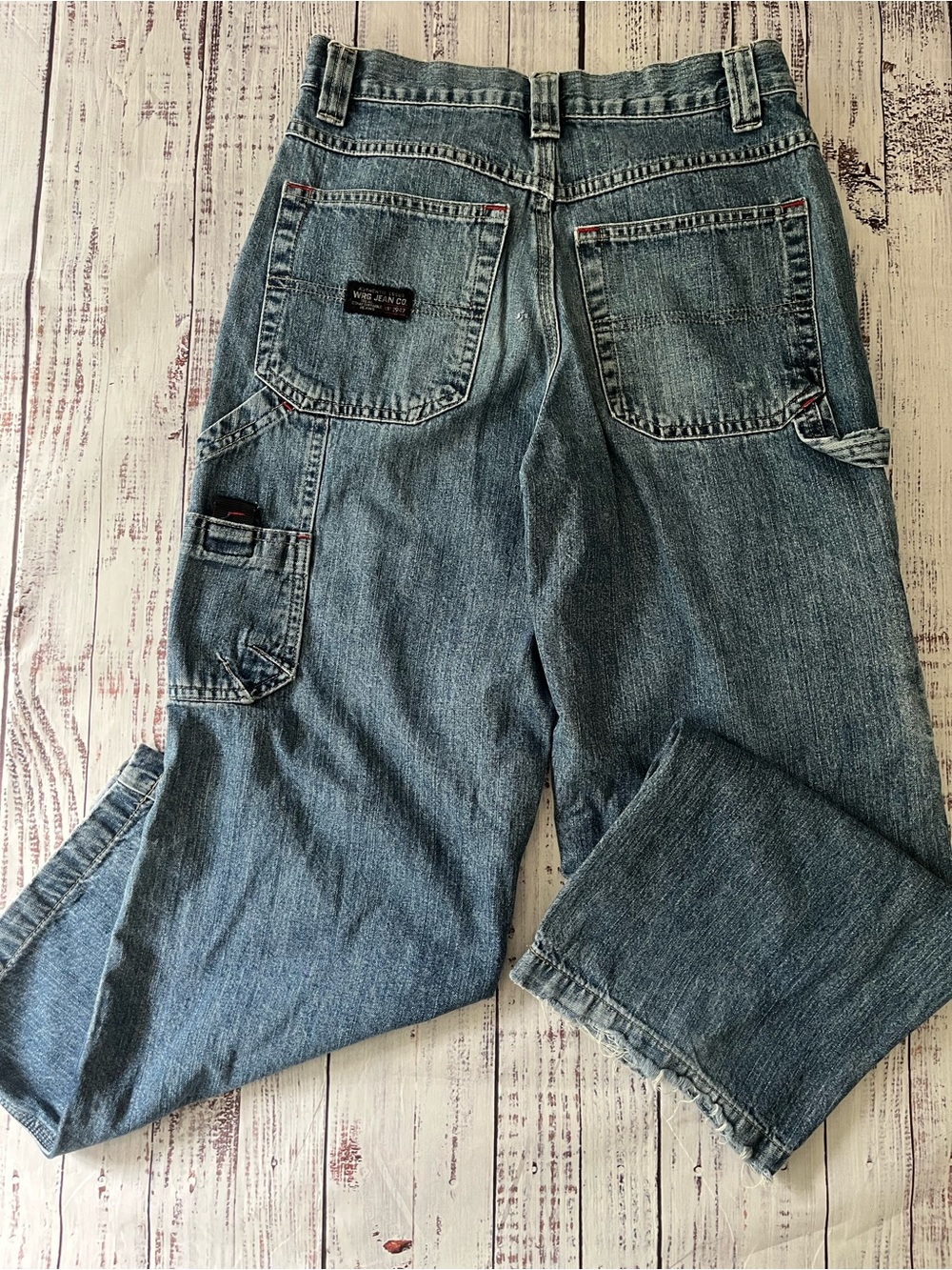 2 Pairs Vintage Wrangler Wide Leg Bootcut Carpenter Jeans Boys Size 12 Reg Baggy